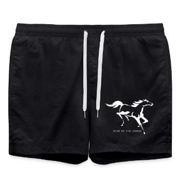 Elegant Running Horse Silhouette Year of the Horse - Swim Trunks - black - Front - AI Model Male 185 light (185cm)