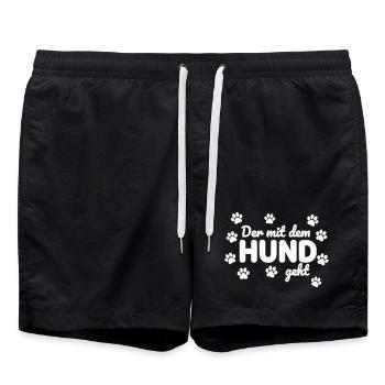 Dog Walk Saying Shirt Who Walks With The Dog - Swim Trunks - black - Front - AI Model Male 185 light (185cm)