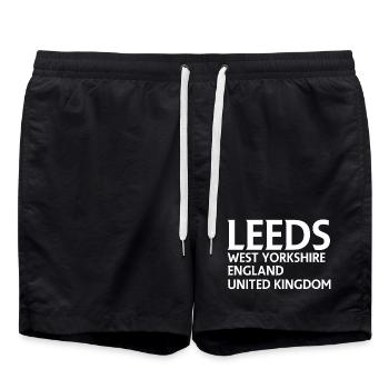 Leeds – Angleterre Conception des paroles - Short de bain - noir - Devant - AI Model Male 185 light (185cm)