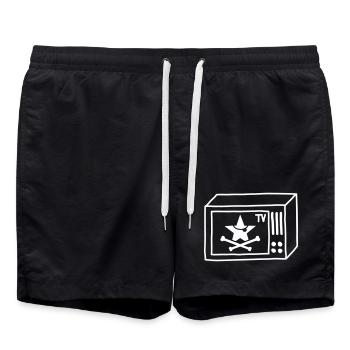 Pirate TV – Free TV & Punk Style - Swim Trunks - black - Front - AI Model Male 185 light (185cm)