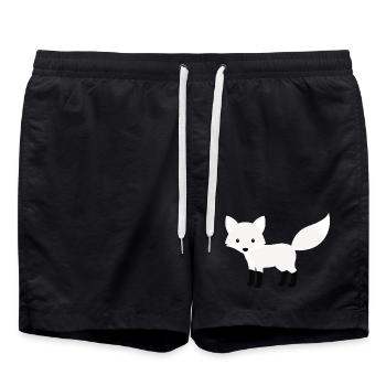 Cute Snow Polar Fox Minimalist Style - Swim Trunks - black - Front - AI Model Male 185 light (185cm)