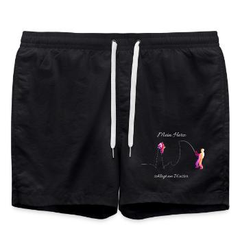 Mein Herz schlägt am Wasser Lustiges Angler Design - Badeshorts - Schwarz - Vorne - AI Model Male 185 light (185cm)