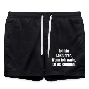 Je suis conducteur de train : temps d’attente horaire - Short de bain - noir - Devant - AI Model Male 185 light (185cm)
