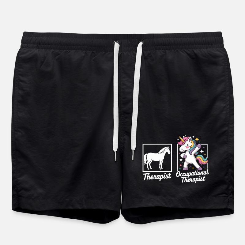 Einhorn Ergotherapie Flair - Badeshorts - Schwarz