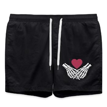 Amour éternel | Mains d’os | Squelette | Cœur - Short de bain - noir - Devant - AI Model Male 185 light (185cm)