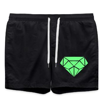 Green Diamond Geometry - Swim Trunks - black - Front - AI Model Male 185 light (185cm)