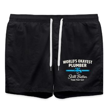 Pipe Whisperer, Plumber, Humor Gift - Swim Trunks - black - Front - AI Model Male 185 light (185cm)