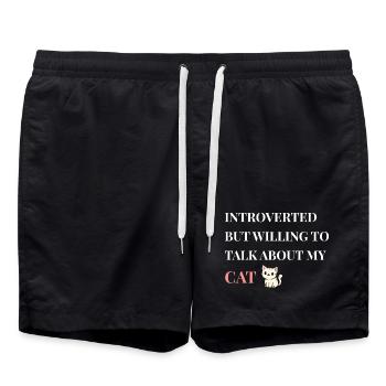 Introverted But Willing To Talk About My Cat - Swim Trunks - black - Front - AI Model Male 185 light (185cm)