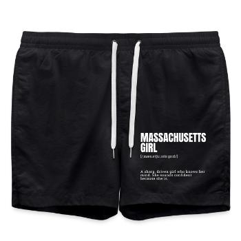 Massachusetts Girl: Selbstbewusste Kraft - Badeshorts - Schwarz - Vorne - AI Model Male 185 light (185cm)