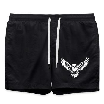 Eule mit ausgebreiteten Flügeln - Badeshorts - Schwarz - Vorne - AI Model Male 185 light (185cm)
