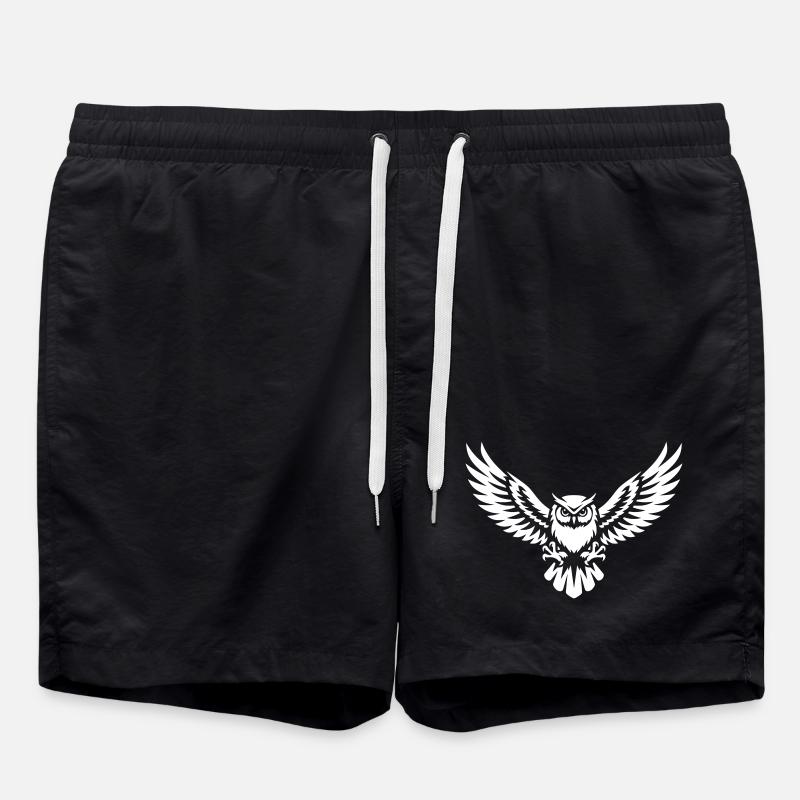 Owl with outstretched wings - Swim Trunks - black
