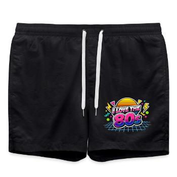 80s I Love The 80s - Swim Trunks - black - Front - AI Model Male 185 light (185cm)