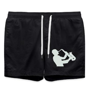 Jazz Saxophone Silhouette - Swim Trunks - black - Front - AI Model Male 185 light (185cm)