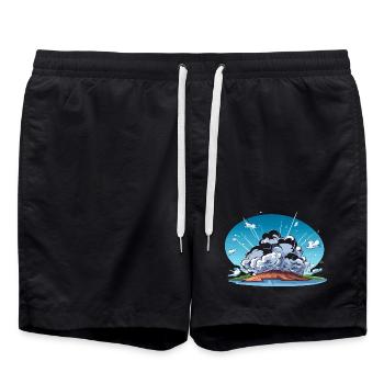 Comic explosion in the landscape panorama - Swim Trunks - black - Front - AI Model Male 185 light (185cm)