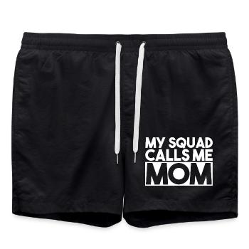 My Squad Calls Me Mom Bold Typography Slogan - Swim Trunks - black - Front - AI Model Male 185 light (185cm)