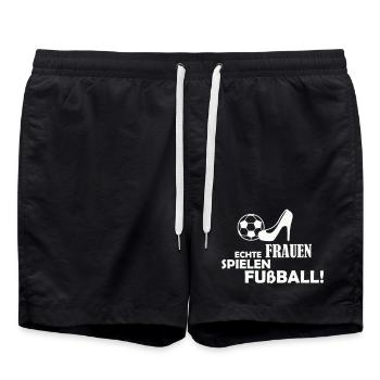 Frauen Spielen Fußball Logo - Badeshorts - Schwarz - Vorne - AI Model Male 185 light (185cm)