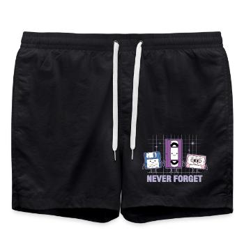 Vergiss niemals Nostalgie für Retro-VHS-Diskettenkassetten - Badeshorts - Schwarz - Vorne - AI Model Male 185 light (185cm)