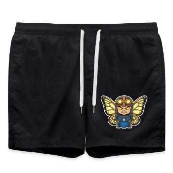 Papillon Aviateur Steampunk Armure Bleue - Short de bain - noir - Devant - AI Model Male 185 light (185cm)