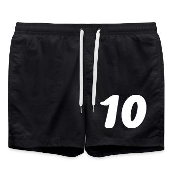 10. 10 YEARS. 10th ANNIVERSARY. 10 YEAR ANNIVERSARY. - Swim Trunks - black - Front - AI Model Male 185 light (185cm)