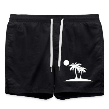 Silhouette de Palm Island sur la plage - Short de bain - noir - Devant - AI Model Male 185 light (185cm)