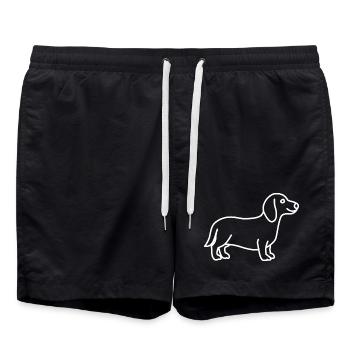 Dachshund white - Swim Trunks - black - Front - AI Model Male 185 light (185cm)