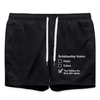 Relationship status: I don't fall for it anymore - Swim Trunks - black - Front - AI Model Male 185 light (185cm)