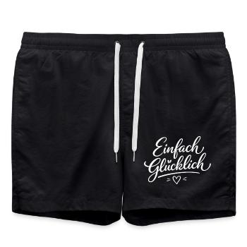 Einfach Glücklich Script - Badeshorts - Schwarz - Vorne - AI Model Male 185 light (185cm)