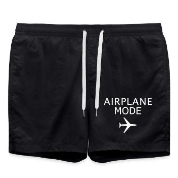 Airplane Mode Activated Flight Mode Aviation Art - Swim Trunks - black - Front - AI Model Male 185 light (185cm)