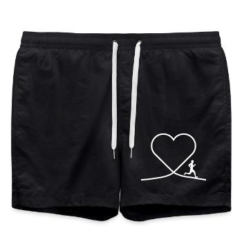 Herz Jogger - Laufsport Joggen Liebe Design - Badeshorts - Schwarz - Vorne - AI Model Male 185 light (185cm)
