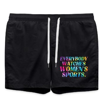 Tie-Dye Typo: Frauen Sport Power - Badeshorts - Schwarz - Vorne - AI Model Male 185 light (185cm)