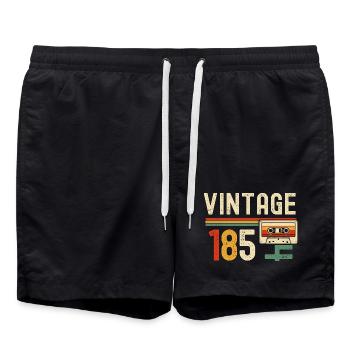 Vintage 85 Cassette Neon Stripes - Swim Trunks - black - Front - AI Model Male 185 light (185cm)