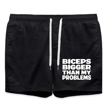 Lustiges Fitness Shirt für Gym Männer Bizeps - Badeshorts - Schwarz - Vorne - AI Model Male 185 light (185cm)