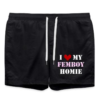 Inscription drôle mon pote Femboy - Short de bain - noir - Devant - AI Model Male 185 light (185cm)