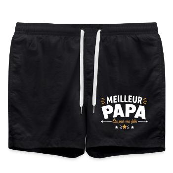 Meilleur Papa élu par ma fille - Short de bain - noir - Devant - AI Model Male 185 light (185cm)