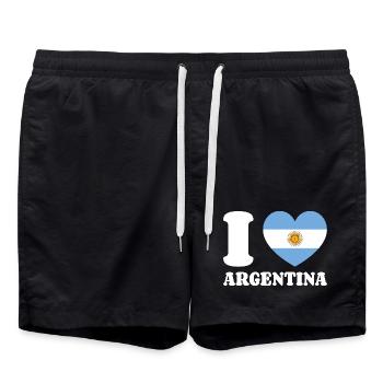 I Love Argentina Argentinien-Liebe Argentinienfan - Badeshorts - Schwarz - Vorne - AI Model Male 185 light (185cm)