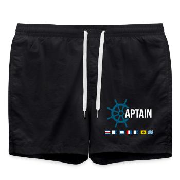 Motif des drapeaux de signalisation du volant maritime du capitaine - Short de bain - noir - Devant - AI Model Male 185 light (185cm)