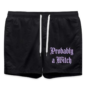 Wahrscheinlich ein Hexen-Gothic-Frauenmädchen - Badeshorts - Schwarz - Vorne - AI Model Male 185 light (185cm)