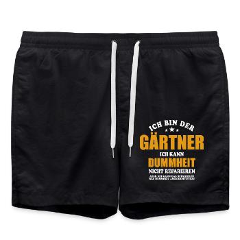 Gärtner - ich kann Dummheit nicht reparieren - Badeshorts - Schwarz - Vorne - AI Model Male 185 light (185cm)