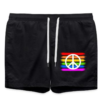 Peace Peacezeichen auf Regenbogenfahne regenbogen - Badeshorts - Schwarz - Vorne - AI Model Male 185 light (185cm)