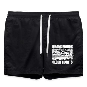 Brandmauer - Gegen Rechts, gegen Hetze - Badeshorts - Schwarz - Vorne - AI Model Male 185 light (185cm)