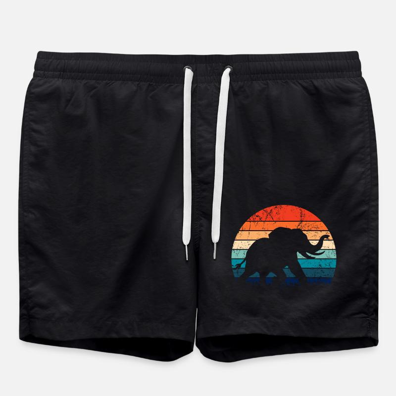 Elefant - Großwild, Stoßzahn, Elfenbein - Badeshorts - Schwarz