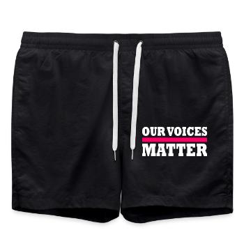 Our voices matter - Short de bain - noir - Devant - AI Model Male 185 light (185cm)