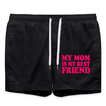 my mom is my best friend - Badeshorts - Schwarz - Vorne - AI Model Male 185 light (185cm)