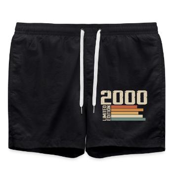 2000 Vintage - Retro 2000 Geburtstagsgeschenk 2000 - Badeshorts - Schwarz - Vorne - AI Model Male 185 light (185cm)