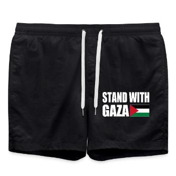 Stand with gaza - Short de bain - noir - Devant - AI Model Male 185 light (185cm)
