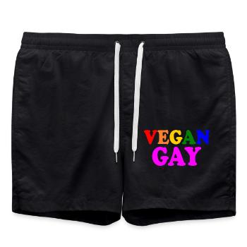 Vegan gay - Short de bain - noir - Devant - AI Model Male 185 light (185cm)