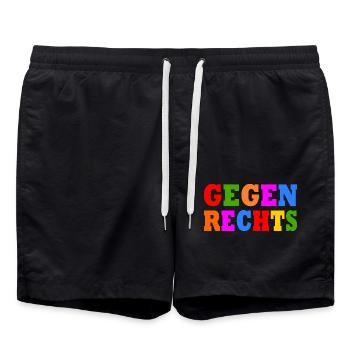 Gegen rechts - Badeshorts - Schwarz - Vorne - AI Model Male 185 light (185cm)