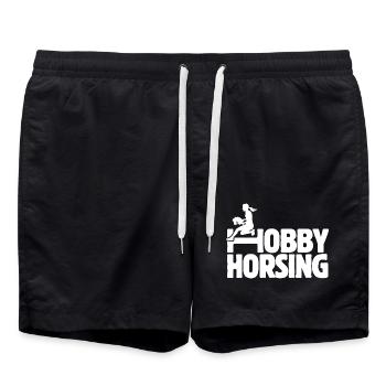Hobby Horsing - Hobby Cheval - Equitation - Cadeau - Short de bain - noir - Devant - AI Model Male 185 light (185cm)