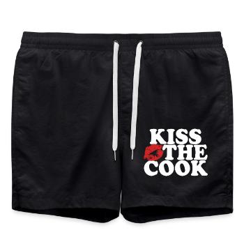 Embrasser le cuisinier - kochen - Spruch - Short de bain - noir - Devant - AI Model Male 185 light (185cm)