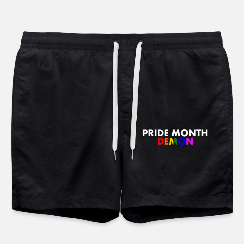 pride month demon - Swim Trunks - black